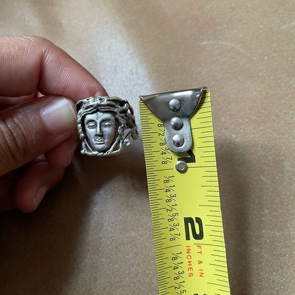 Medusa ring adjustable brass silver face boho layering statement chunky - Picture 8 of 8